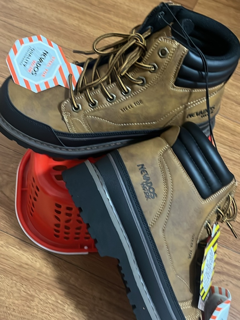 Brown Work Boots for Men - Lace-Up Safety Style with steel toe